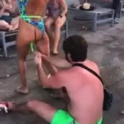 Drunk Chick Lets Random Dude Lick her Asshole